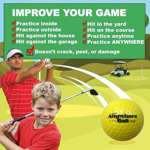 كرة جولف من Nature Bound The Anywhere، باللون الأصفر، 12 عبوة في حقيبة شبكية، مصممة لممارسة المهارات ومهارات القيادة in Kuwait