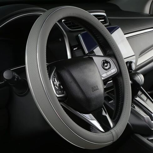 Green Leather Steering Wheel Cover Fiber Strip Car Steering Wheel Cover Universal 15 inch in Saudi Arabia