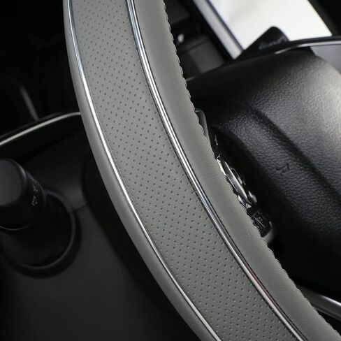 Green Leather Steering Wheel Cover Fiber Strip Car Steering Wheel Cover Universal 15 inch in Saudi Arabia
