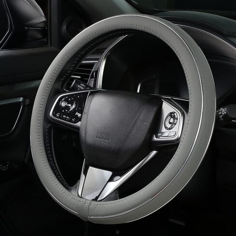Green Leather Steering Wheel Cover Fiber Strip Car Steering Wheel Cover Universal 15 inch in Saudi Arabia