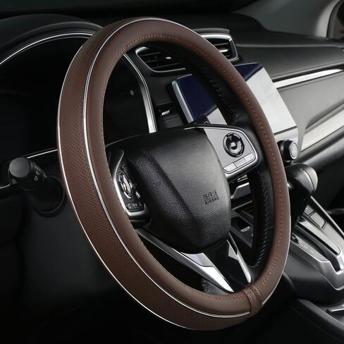 Green Leather Steering Wheel Cover Fiber Strip Car Steering Wheel Cover Universal 15 inch in Saudi Arabia