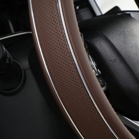 Green Leather Steering Wheel Cover Fiber Strip Car Steering Wheel Cover Universal 15 inch in Saudi Arabia