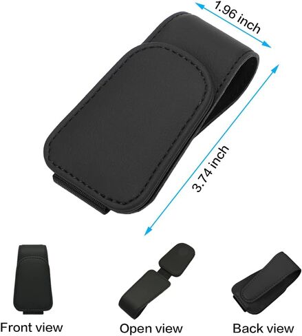2 Packs Sunglass Holder for Car Sun Visor, Magnetic Eyeglass Hanger Clip for Car Visor, Leather Car Glasses Mount, Car Interior Visor Accessories (Black-2Pcs) in Saudi Arabia