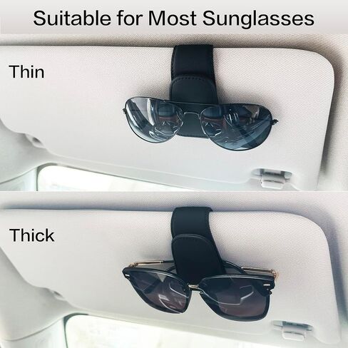 2 Packs Sunglass Holder for Car Sun Visor, Magnetic Eyeglass Hanger Clip for Car Visor, Leather Car Glasses Mount, Car Interior Visor Accessories (Black-2Pcs) in Saudi Arabia