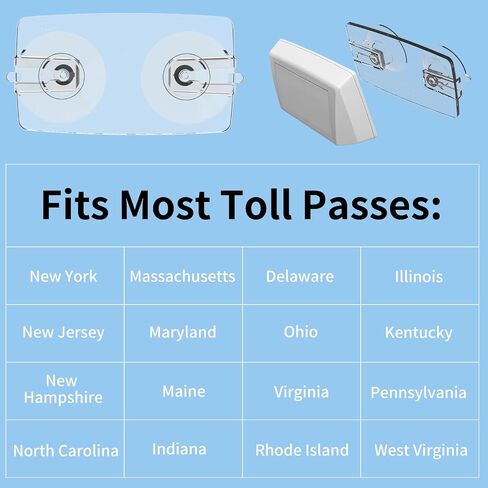 حامل EZ Pass للزجاج الأمامي، يناسب معظم ممرات المرور في الولايات المتحدة، وملحقات الواقي، سهل التركيب والإزالة، مع أكواب شفط قوية و4 قطع من شرائط التثبيت، حامل لـ IPass، وFasTrak، وSunPass in Kuwait