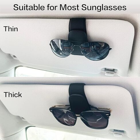 2 Packs Sunglass Holder for Car Sun Visor, Magnetic Eyeglass Hanger Clip for Car Visor, Leather Car Glasses Mount, Car Interior Visor Accessories (Black-2Pcs) in Saudi Arabia
