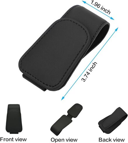 2 Packs Sunglass Holder for Car Sun Visor, Magnetic Eyeglass Hanger Clip for Car Visor, Leather Car Glasses Mount, Car Interior Visor Accessories (Black-2Pcs) in Saudi Arabia