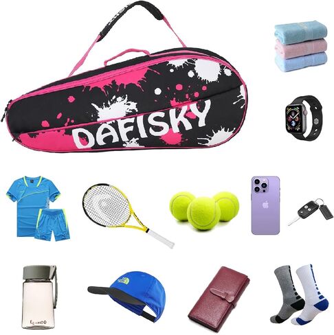 حقيبة تنس مضرب 3 من دافسكي - حقيبة مضرب تنس ممتازة للرجال والنساء، حقيبة تنس خفيفة الوزن لجميع الأعمار، لاعبي التنس المحترفين أو المبتدئين in Kuwait