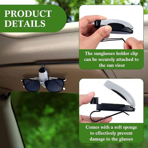 Frienda Car النظارات الشمسية حامل كليب 2 قطعة النظارات الشمسية قناع كليب السيارات النظارات الشمسية حامل للسيارة الشمس قناع نظارات حامل سيارة قناع كليب النظارات جبل للنظارات الشمسية اكسسوارات السيارات (أسود) in Kuwait
