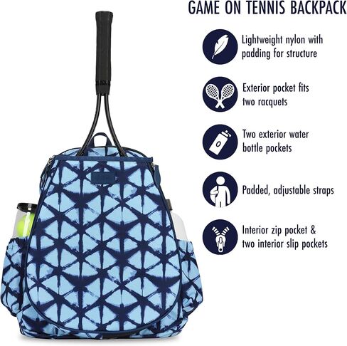 Ame & Lulu Game On Tennis Backpack - Contains Padded & Adjustable Straps - Two Exterior Water Bottle Pockets in Saudi Arabia