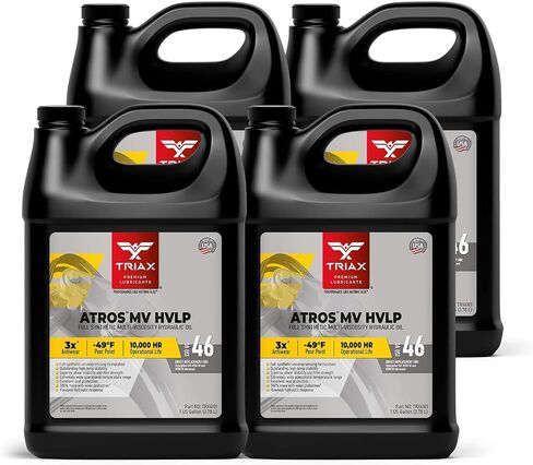 TRIAX Atros Multivis HVLP 46 Full Synthetic Hydraulic Oil, 300% Additive Anti-Wear Boost, 7,000-10,000 Hour Life, Arctic Grade -54 Cold Flow and High Temp Operations (1 GAL) in Saudi Arabia