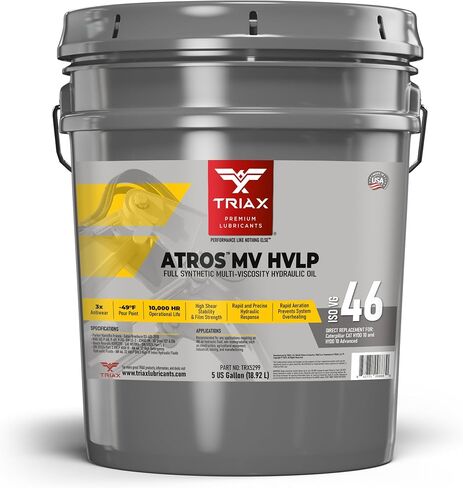 TRIAX Atros Multivis HVLP 46 Full Synthetic Hydraulic Oil, 300% Additive Anti-Wear Boost, 7,000-10,000 Hour Life, Arctic Grade -54 Cold Flow and High Temp Operations (1 GAL) in Saudi Arabia