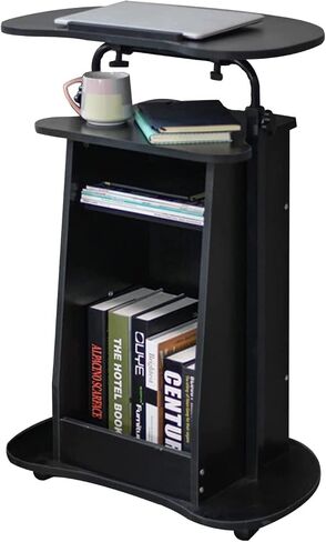Lectern Podium Stand, Stuffygreenus Mobile Height Adjustable Church Classroom Lecture, Portable Presentation Concert Podium, Standing Laptop Cart with Wheels, Black in Saudi Arabia