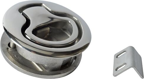 Amarine Made 2" Flush Pull Slam Latch Stainless Steel Round Pull Latch for RV Boat Deck Hatch 1/4" Door Cabinet Hardware (A) in Saudi Arabia
