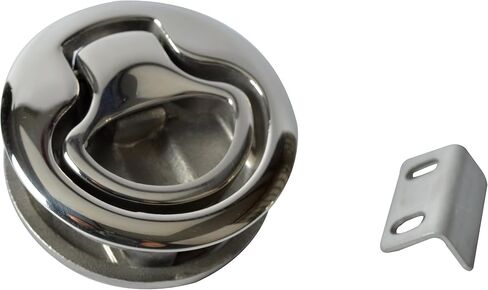 Amarine Made 2" Flush Pull Slam Latch Stainless Steel Round Pull Latch for RV Boat Deck Hatch 1/4" Door Cabinet Hardware (A) in Saudi Arabia