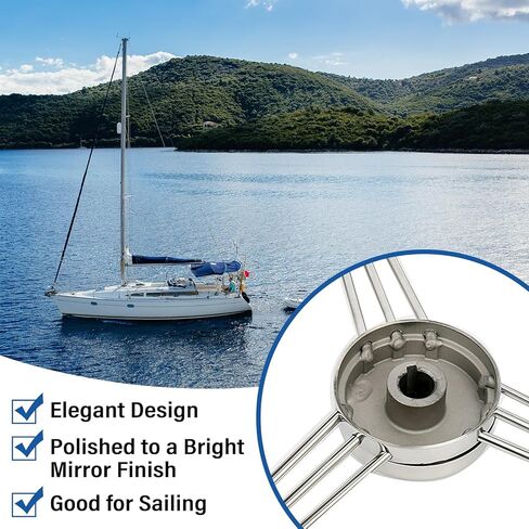 Amarine-made عجلة قيادة قارب ستانلس ستيل مقاس 13.5 بوصة ذات 9 قضبان - 10 درجات - 9500S380 in Kuwait