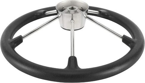 NovelBee 15-1/2 Inch Stainless Steel 5 Spoke Boat Marine Destroyer Steering Wheel with Black PU Foam (Without Knob) in Saudi Arabia