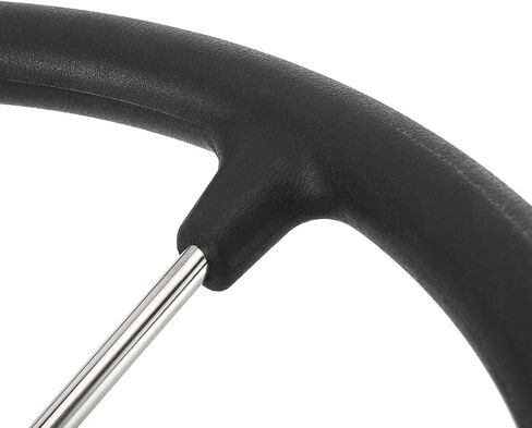 NovelBee 15-1/2 Inch Stainless Steel 5 Spoke Boat Marine Destroyer Steering Wheel with Black PU Foam (Without Knob) in Saudi Arabia