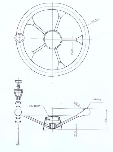 Amarine Made Boat Marine 5 عجلة قيادة مدمرة مقاس 13-1/2 بوصة مع مقبض ومقبض من الفوم الأسود in Kuwait