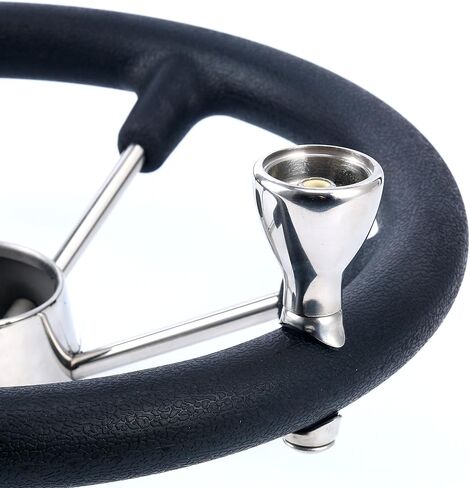 Amarine Made Boat Marine 5 عجلة قيادة مدمرة مقاس 13-1/2 بوصة مع مقبض ومقبض من الفوم الأسود in Kuwait