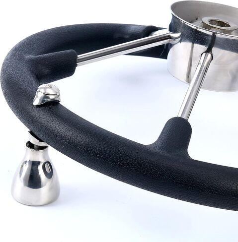 Amarine Made Boat Marine 5 عجلة قيادة مدمرة مقاس 13-1/2 بوصة مع مقبض ومقبض من الفوم الأسود in Kuwait