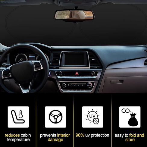 Windshield Sun Shade Foldable Car Front Window Covers for Car Accessories Sun Heat UV Rays Visor Protector Protection for Universal Cars SUV Truck(Beach) in Saudi Arabia