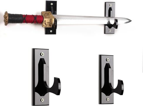 WANLIAN Sword Wall Mount Acrylic Wall Mounted Hook Samurai Sword Stand Display Stand Support All Swords Blak(1 pairs) (Clear) in Saudi Arabia