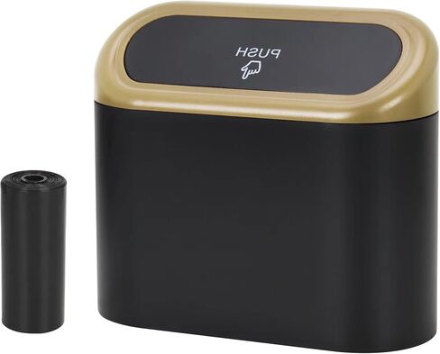 CZWL&HG Portable Hanging Mini Car Trash Can,Wastebasket Trash Can with Lid, Plastic Desktops Trash Can, Garbage Can for Car Office Home,Waterproof Odorless Garbage Can (Black, 1) in Saudi Arabia