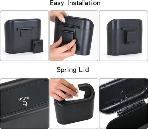 CZWL&HG Portable Hanging Mini Car Trash Can,Wastebasket Trash Can with Lid, Plastic Desktops Trash Can, Garbage Can for Car Office Home,Waterproof Odorless Garbage Can (Black, 1) in Saudi Arabia