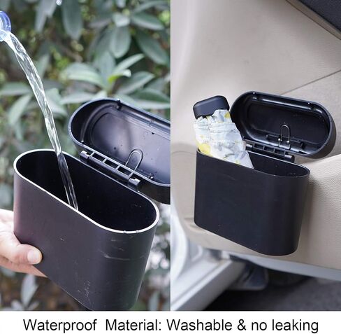 CZWL&HG Portable Hanging Mini Car Trash Can,Wastebasket Trash Can with Lid, Plastic Desktops Trash Can, Garbage Can for Car Office Home,Waterproof Odorless Garbage Can (Black, 1) in Saudi Arabia