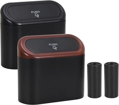 CZWL&HG Portable Hanging Mini Car Trash Can,Wastebasket Trash Can with Lid, Plastic Desktops Trash Can, Garbage Can for Car Office Home,Waterproof Odorless Garbage Can (Black, 1) in Kuwait