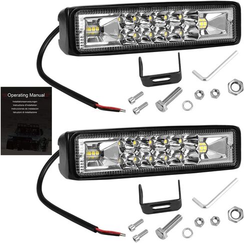 Nicerpro 6 بوصة Led Pods Light Bar Slim 60W 10000Lm 12V/24V القيادة ضوء الضباب مقاوم للماء مجموعة أضواء الفيضانات للشاحنات على الطرق الوعرة ATV UTV عربة الغولف مقطورة 2 حزمة in Kuwait