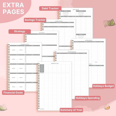 مخطط الميزانية - كتاب مخطط الميزانية الشهرية مع دفتر تعقب النفقات، 7 بوصة × 10 بوصة، منظم مالي غير مؤرخ لمدة 12 شهرًا لإدارة أموالك بفعالية، منظم الفواتير ودفتر الحسابات، أخضر in Kuwait
