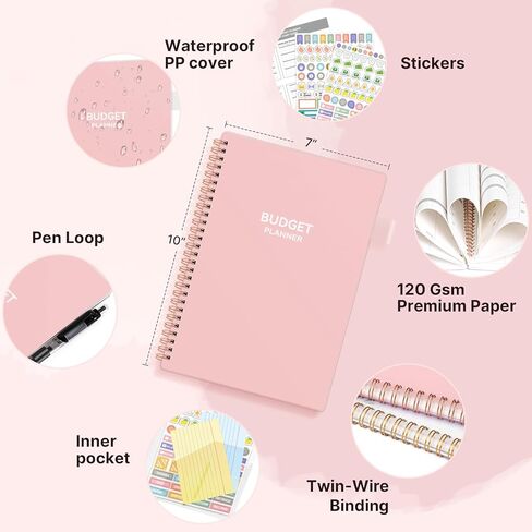 مخطط الميزانية - كتاب مخطط الميزانية الشهرية مع دفتر تعقب النفقات، 7 بوصة × 10 بوصة، منظم مالي غير مؤرخ لمدة 12 شهرًا لإدارة أموالك بفعالية، منظم الفواتير ودفتر الحسابات، أخضر in Kuwait