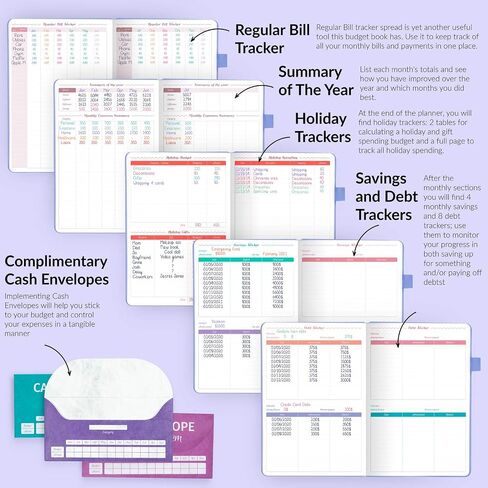 GoGirl Budget Book – Undated Colorful Monthly Financial Planner Organizer. Budget Planner & Expense Tracker to Reach Financial Goals, Lasts 1 Year, Bonus 3 Cash Envelopes, A5 Hardcover – Purple in Saudi Arabia