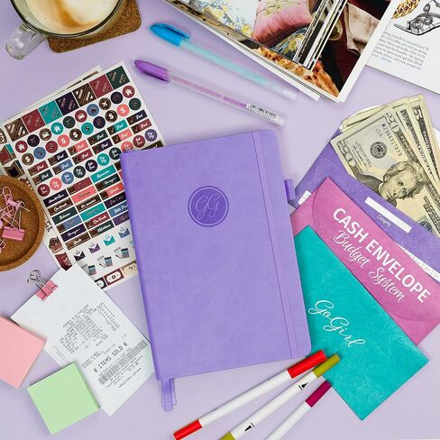 GoGirl Budget Book – Undated Colorful Monthly Financial Planner Organizer. Budget Planner & Expense Tracker to Reach Financial Goals, Lasts 1 Year, Bonus 3 Cash Envelopes, A5 Hardcover – Purple in Saudi Arabia