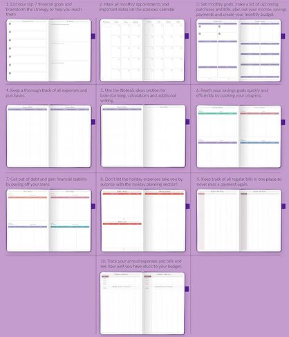GoGirl Budget Book – Undated Colorful Monthly Financial Planner Organizer. Budget Planner & Expense Tracker to Reach Financial Goals, Lasts 1 Year, Bonus 3 Cash Envelopes, A5 Hardcover – Purple in Saudi Arabia