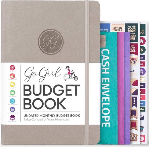 GoGirl Budget Book – Undated Colorful Monthly Financial Planner Organizer. Budget Planner & Expense Tracker to Reach Financial Goals, Lasts 1 Year, Bonus 3 Cash Envelopes, A5 Hardcover – Purple in Kuwait