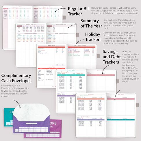 GoGirl Budget Book – Undated Colorful Monthly Financial Planner Organizer. Budget Planner & Expense Tracker to Reach Financial Goals, Lasts 1 Year, Bonus 3 Cash Envelopes, A5 Hardcover – Purple in Kuwait