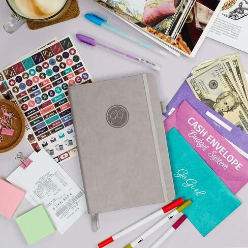 GoGirl Budget Book – Undated Colorful Monthly Financial Planner Organizer. Budget Planner & Expense Tracker to Reach Financial Goals, Lasts 1 Year, Bonus 3 Cash Envelopes, A5 Hardcover – Purple in Kuwait