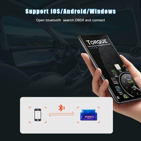 OBD2 Scanner Bluetooth Car Code Reader Diagnostic Tool Wireless OBD Car Code Reader Check Engine for Cars and Trucks for iOS and Android in Saudi Arabia