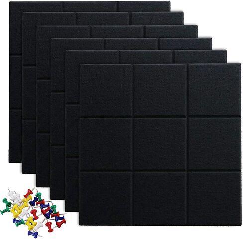 Uoisaiko Large Felt Board Tiles for Wall with 30 Push Pins, 11.8"x11.8" Pack of 6 Pin Board Notice Boards for Home Office Kitchen, Bulletin Board Wall Tiles for Photos Memos in Saudi Arabia