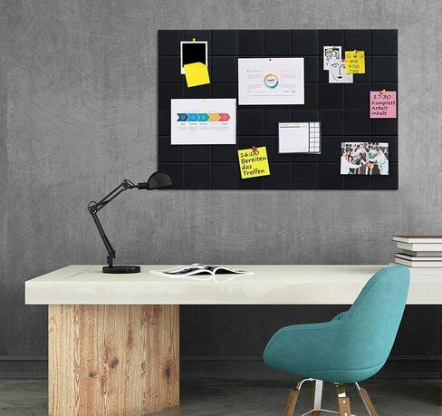 Uoisaiko Large Felt Board Tiles for Wall with 30 Push Pins, 11.8"x11.8" Pack of 6 Pin Board Notice Boards for Home Office Kitchen, Bulletin Board Wall Tiles for Photos Memos in Saudi Arabia