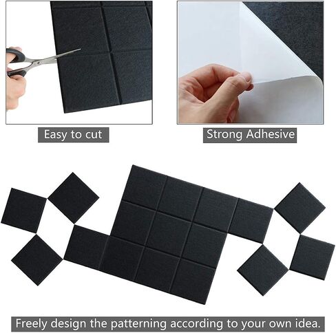 Uoisaiko Large Felt Board Tiles for Wall with 30 Push Pins, 11.8"x11.8" Pack of 6 Pin Board Notice Boards for Home Office Kitchen, Bulletin Board Wall Tiles for Photos Memos in Saudi Arabia