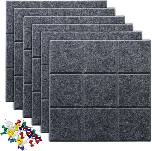 Uoisaiko Large Felt Board Tiles for Wall with 30 Push Pins, 11.8"x11.8" Pack of 6 Pin Board Notice Boards for Home Office Kitchen, Bulletin Board Wall Tiles for Photos Memos in Saudi Arabia