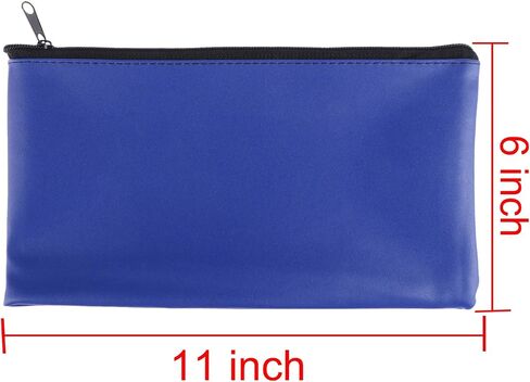 12 Pieces Bank Bag Money Pouch Security Bank Deposit Bag with Zipper for Cash Money, Check Wallet, Cosmetics, Tools 11x6 inch (Black +Blue) (Blue) in Saudi Arabia