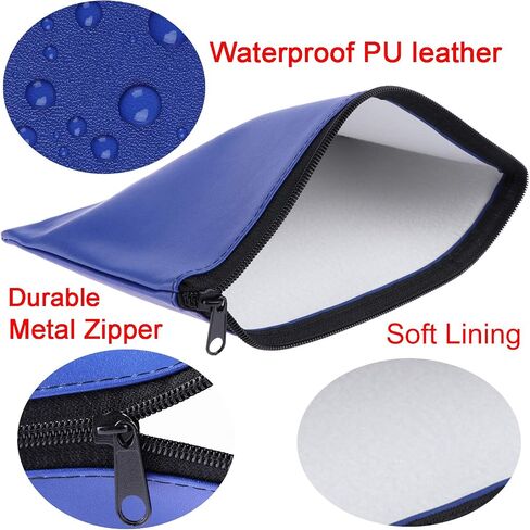 12 Pieces Bank Bag Money Pouch Security Bank Deposit Bag with Zipper for Cash Money, Check Wallet, Cosmetics, Tools 11x6 inch (Black +Blue) (Blue) in Saudi Arabia