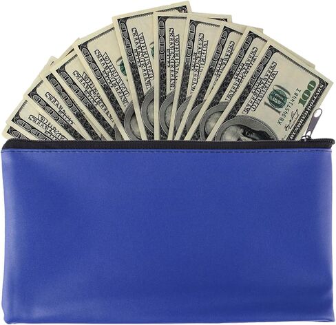 12 Pieces Bank Bag Money Pouch Security Bank Deposit Bag with Zipper for Cash Money, Check Wallet, Cosmetics, Tools 11x6 inch (Black +Blue) (Blue) in Saudi Arabia