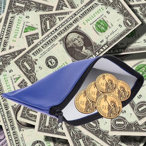 12 Pieces Bank Bag Money Pouch Security Bank Deposit Bag with Zipper for Cash Money, Check Wallet, Cosmetics, Tools 11x6 inch (Black +Blue) (Blue) in Saudi Arabia