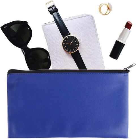 12 Pieces Bank Bag Money Pouch Security Bank Deposit Bag with Zipper for Cash Money, Check Wallet, Cosmetics, Tools 11x6 inch (Black +Blue) (Blue) in Saudi Arabia